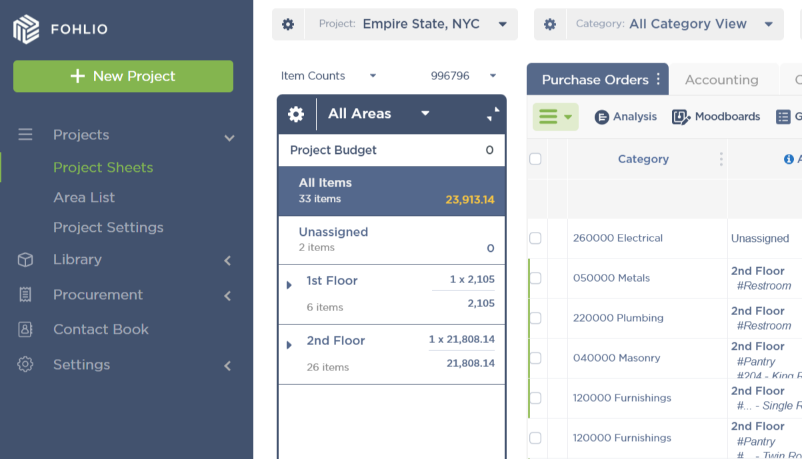 Fohlio Just Got Easier to Navigate and Quicker to Load: 2.0.0 , Fohlio, FF&E Specification, Vendor Management, Purchase Order Management, , FF&E Specification