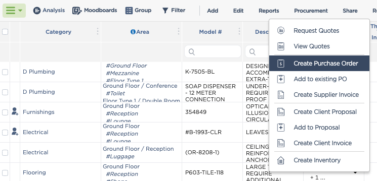 A Better Way to Manage Product Selection and Substitutions, From RFQs to Approvals | Fohlio | RFP | Request for Quote | RFQ | Request for Proposal | FF & E and OS&E | create purchase orders PO