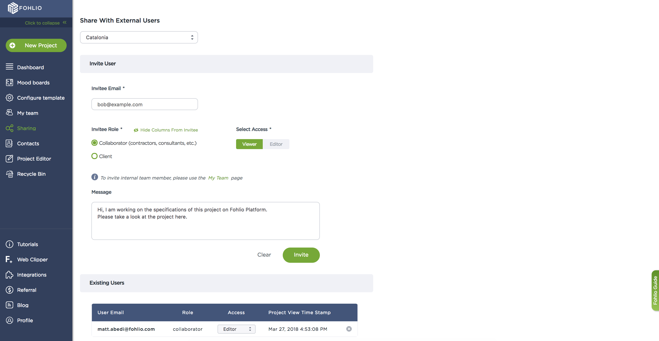 Invite User | How Design Construction Documents Preserve Your Sanity | Fohlio