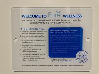 Rebounding From COVID How This Extra Level of Clean Could Give Your Hotel An Edge | Pure Wellness | signage | Fohlio FF&E specification software