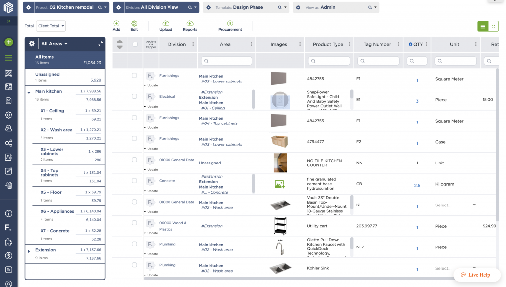 Streamline FF&E specification and procurement workflows | Fohlio product information management software | digital materials software | FF&E template