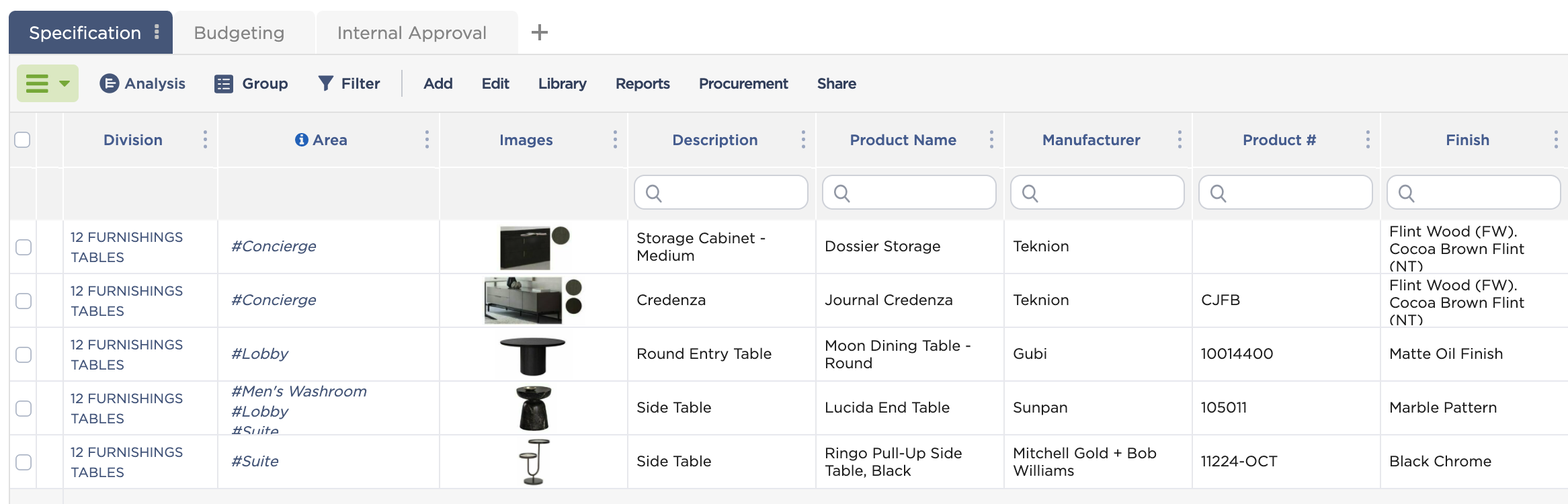 The Ultimate Guide to Setting Up Your Online Materials Library | Fohlio | FF&E specification | columns