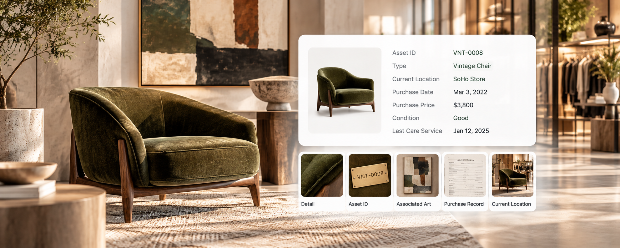 Olive Vintage Chair Showroom Inventory