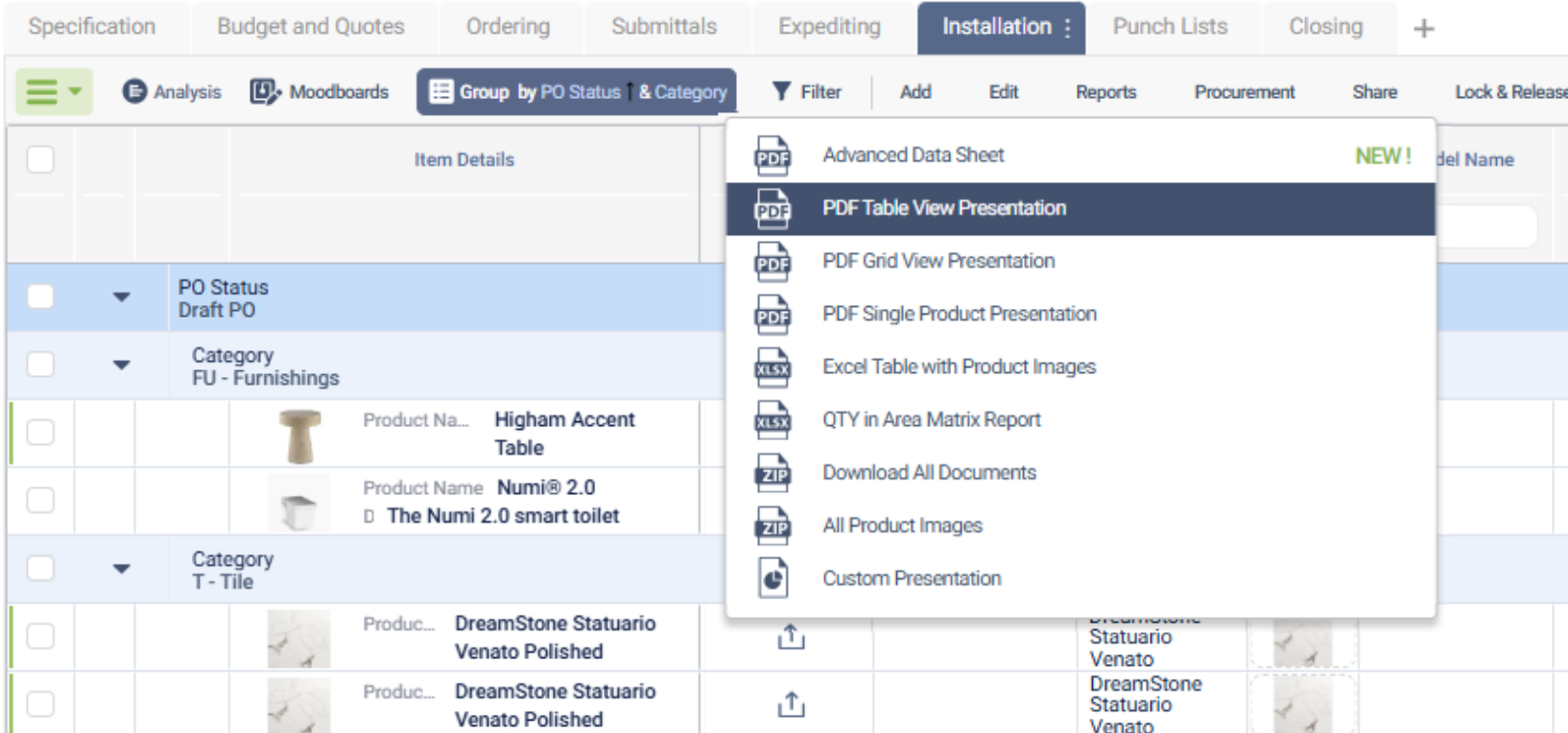 Installation phase of procurement 101 - creating shareable reports