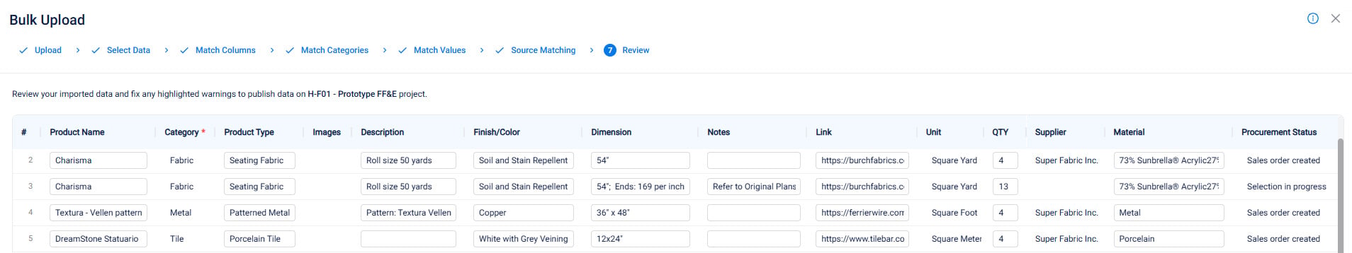 bulk upload review