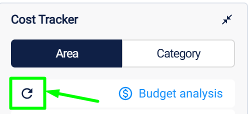 Refresh Button: Instantly updates all cost and budget data without reloading the project sheet.